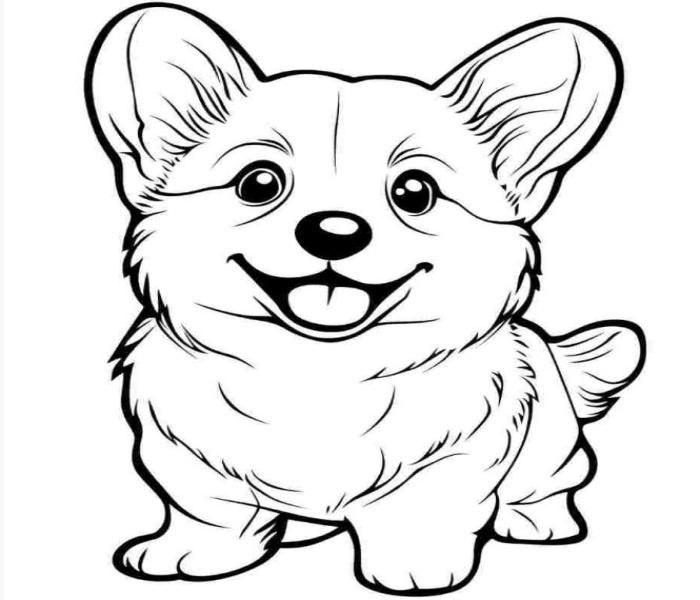 Tranh vẽ chó Corgi đáng yêu