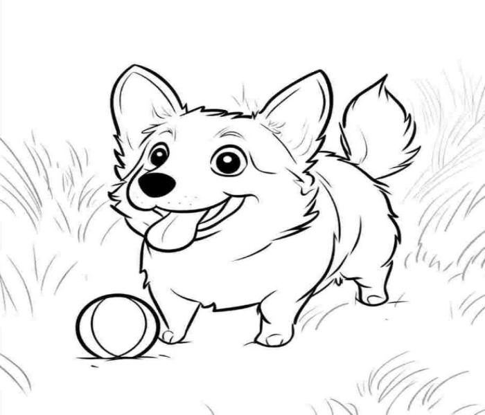 Tranh vẽ chó Corgi đáng yêu