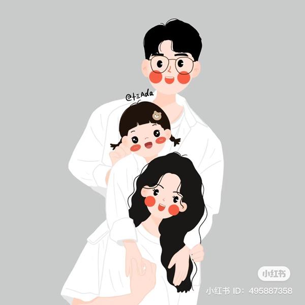 Hình đại diện gia đình 3 người cute
