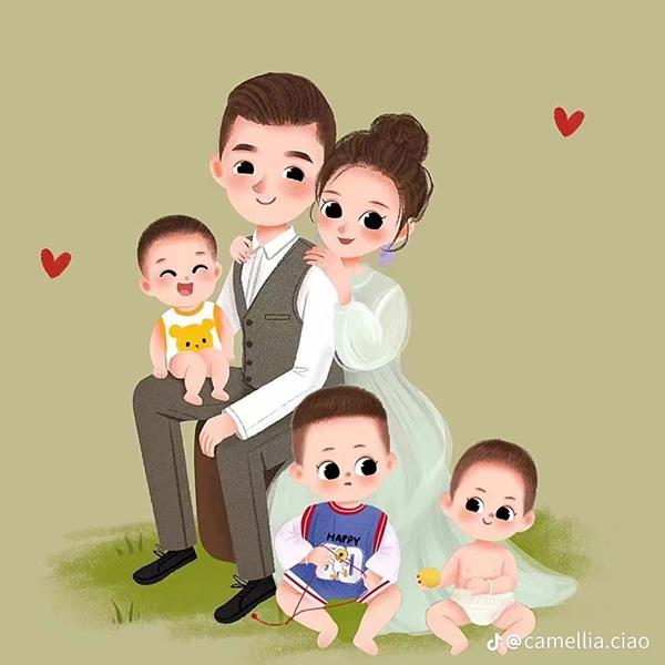 Avatar gia đình 5 người siêu cute