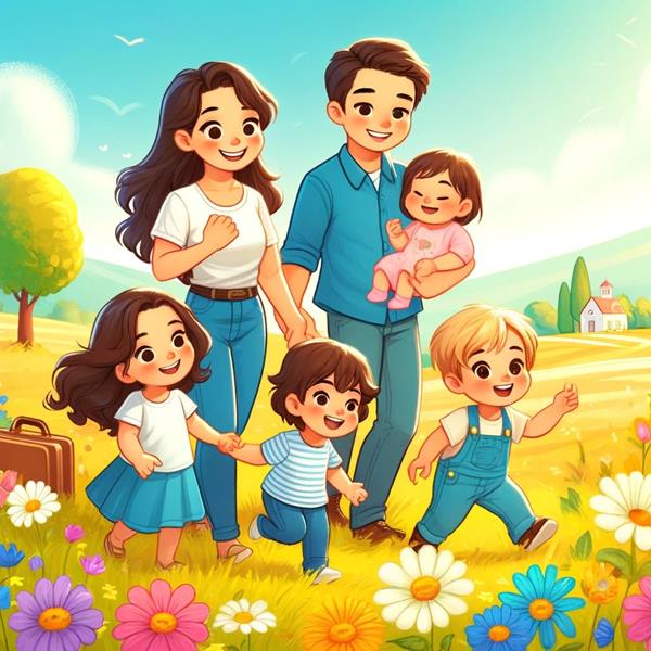Avatar gia đình 5 người gắn kết