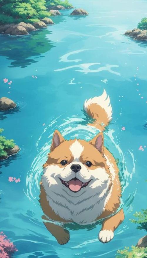 Hình nền điện thoại chó chibi hoạt hình cute 