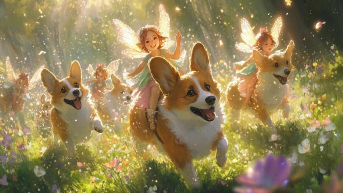 Hình nền chó cún hoạt hình chibi cute cho máy tính 