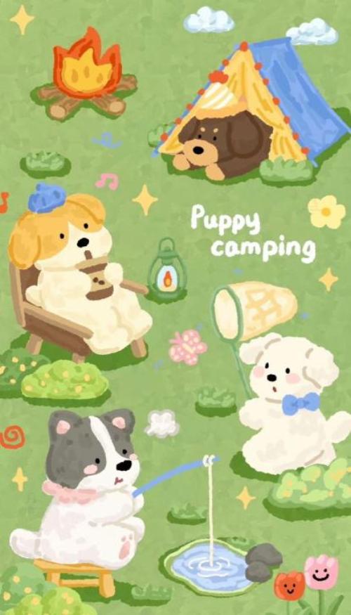 Hình nền chó chibi cute cho điện thoại 