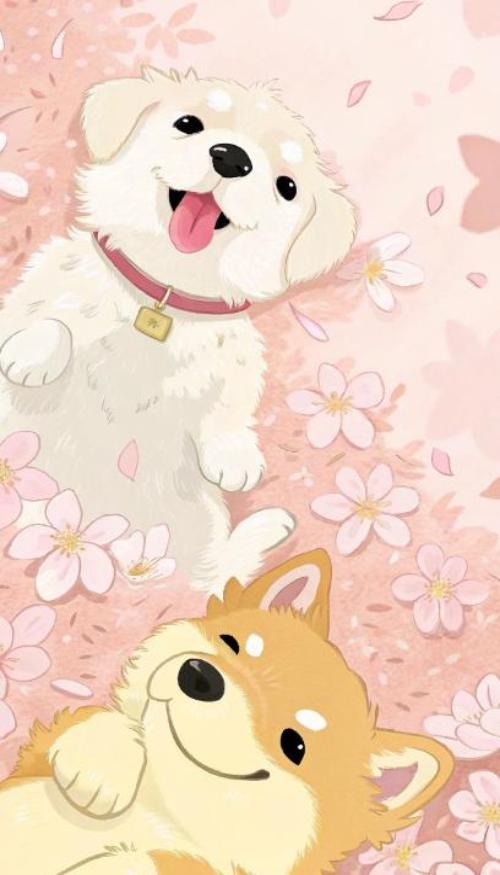 Hình nền chó chibi cute cho điện thoại 