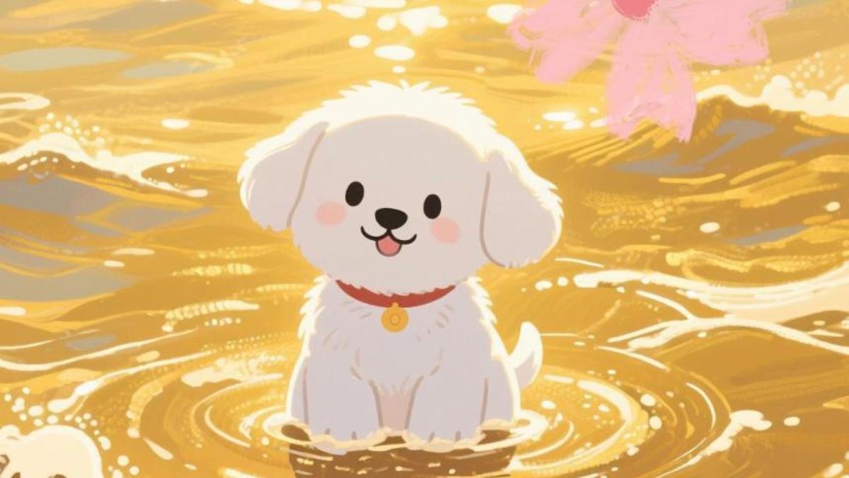 Hình nền chó cún hoạt hình chibi cute cho máy tính 